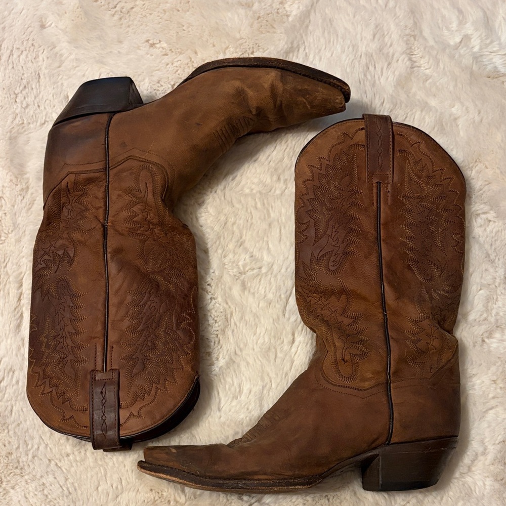 Dan Post Brown Leather Western Heeled Boots